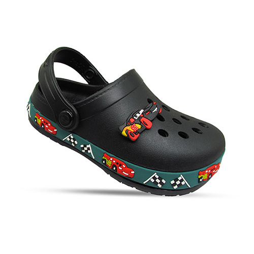 Kids Fluffy Car Hale Black Clogs