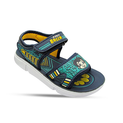Kids Aqa Color Sandals - PU Material, Multiple Sizes, Blue, EVA Sole | Comfortable, Lightweight, Odor-Resistant, Velcro Closure