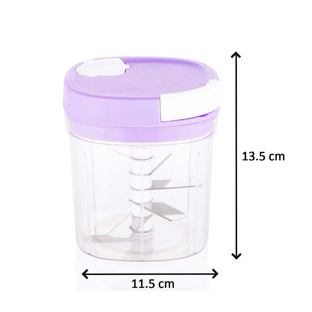Handy Chopper And Slicer Used Widely For Chopping And Slicing Of Fruits, Vegetables, Cheese Etc. Including All Kitchen Purposes (2671) - Stainless Steel, 12x12x14 Cm, Multi / Assorted Color | Manual Handy Food Chopper