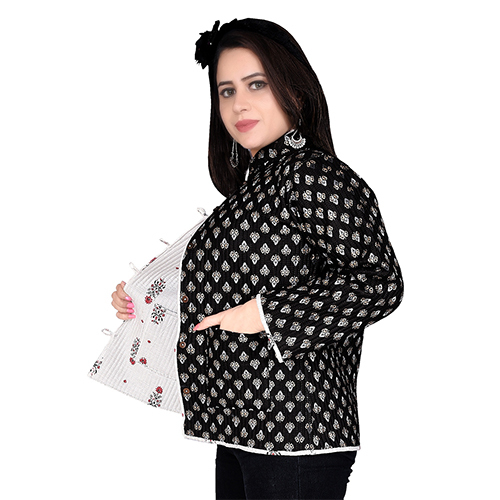 Navy Blue/light Blue Ac3002 Cotton Quilted Reversible Jacket