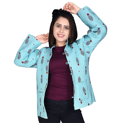Navy Blue/light Blue Ac3002 Cotton Quilted Reversible Jacket