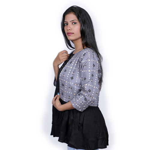 Black/grey Ac1001 Tunic Top With Jacket