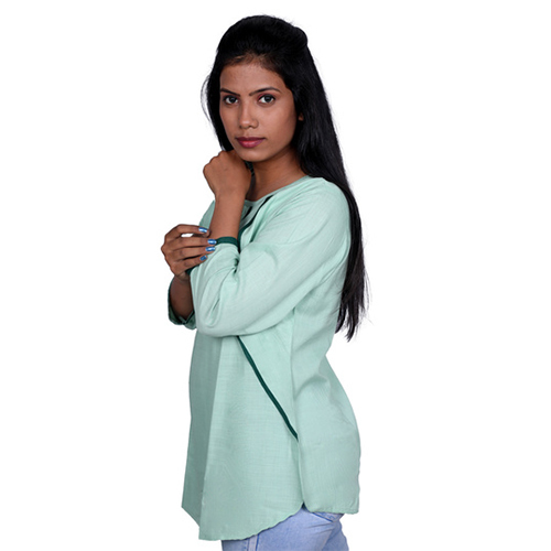 Ac1004 Tunic Top With Fancy Pattern - Rayon Size S-xxl Mustard And Light Green Pink Grey 3/4 Sleeve Breathable Quick Dry Washable Cool Pass