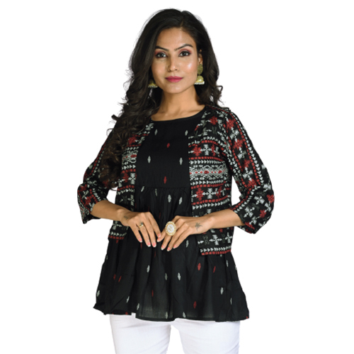 Black Ac1006 Tunic Top With Jacket