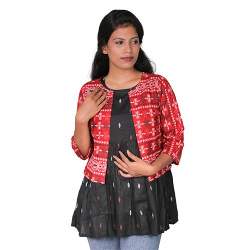 Black Ac1006 Tunic Top With Jacket