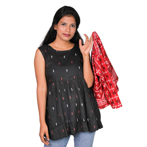 Black Ac1006 Tunic Top With Jacket