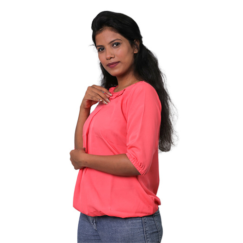 Crepe Tunic Top - Available In L M S Xl Xs Xxl Xxxl Sizes Pink Light Blue Mustard Colors | Breathable Cool Dry No Fade Washable