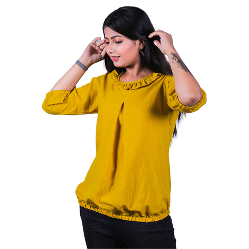 Crepe Tunic Top - Available In L M S Xl Xs Xxl Xxxl Sizes Pink Light Blue Mustard Colors | Breathable Cool Dry No Fade Washable