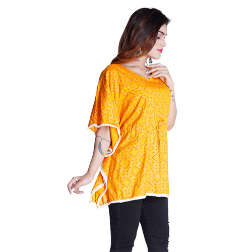 Red Ac1011 Bandhej Print Free Size Kaftan Tops