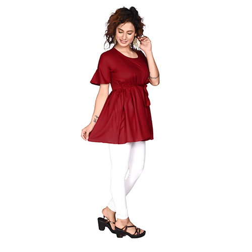 Ac1017 Solid Plain Tunic Tops - Rayon Size: Xs-xxxl Color: Maroon Navy Blue - Breathable Quick Dry Cool Pass Washable Short Sleeves