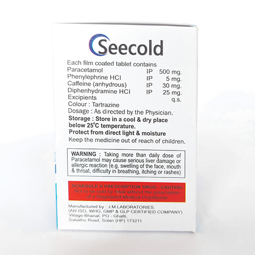 Paracetamol Phenylephrine Caffeine And Diphenhydramine Tablets General Medicines