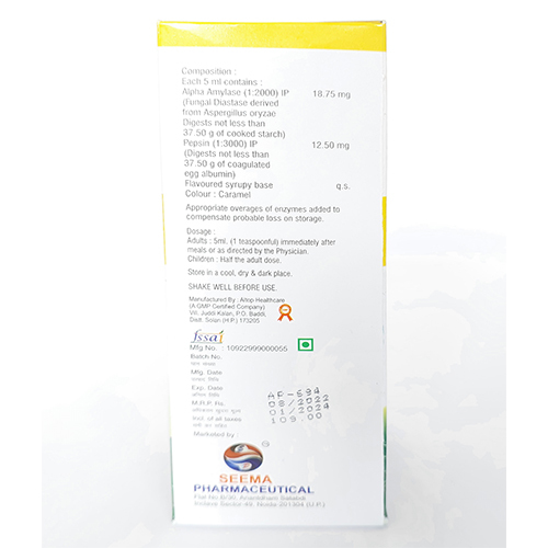 200 Ml Alpha Amylase And Pepsin Syrup General Medicines