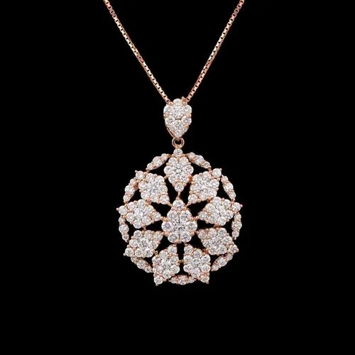 Amethyst Diamond Pendant - Cluster Design With Excellent Heart Cut Diamonds | Semi-precious Amethyst Gemstones, Casual Elegance For Parties