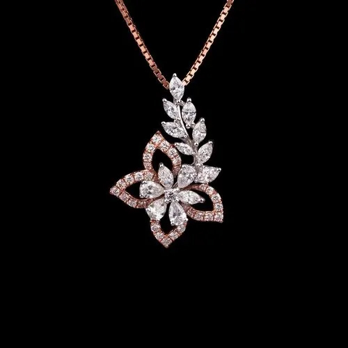 Amethyst Diamond Pendant - Cluster Design With Excellent Heart Cut Diamonds | Semi-precious Amethyst Gemstones, Casual Elegance For Parties