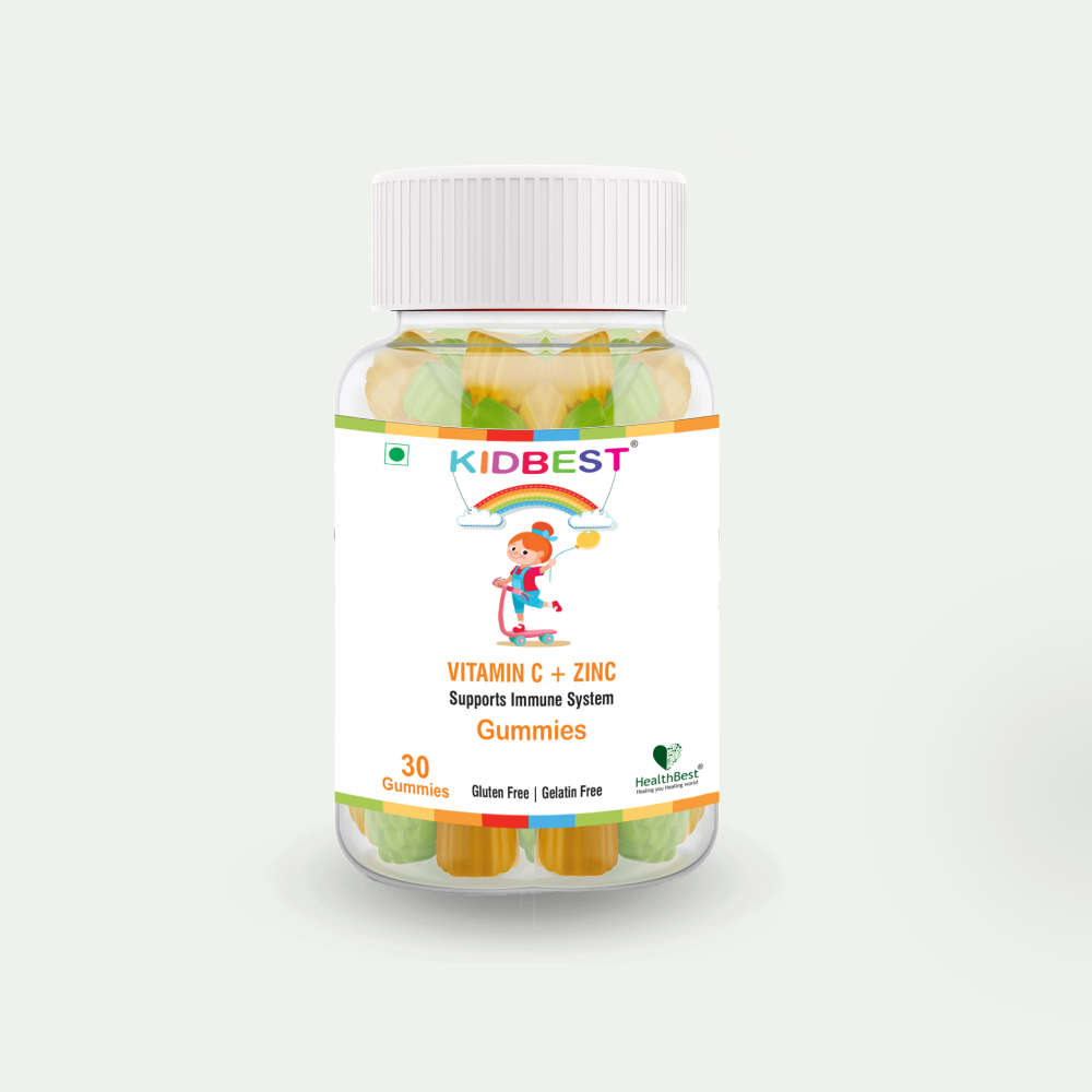 Kidbest Vitamin C + Zinc Gummies - Vegetarian, 1 Gummy Daily Dose For Immunity And Skin Health, Sugar-free, Gluten-free, 18-month Shelf Life, Convenient Orange Flavor For Kids