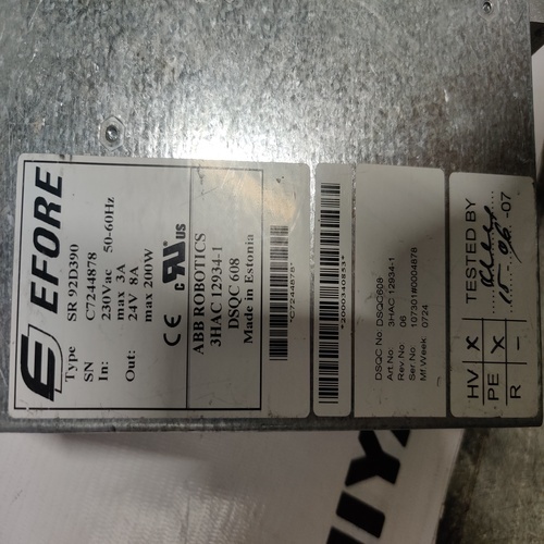 Abb Robotics Efore Sr 92d390 Power Supply - Aluminium, 250v Input, 50hz Output | Ideal For Industrial Automation, Single Phase