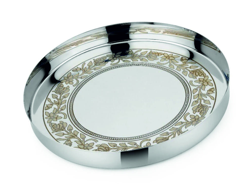 Laser Print Thali - Color: Sliver