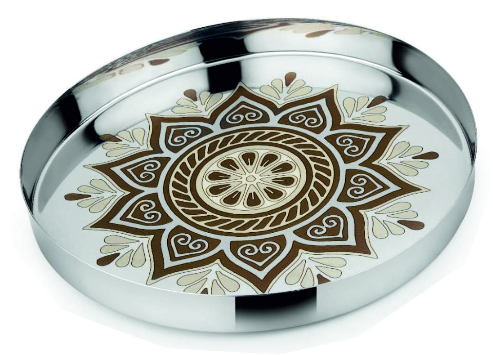 Laser Print Thali - Color: Sliver