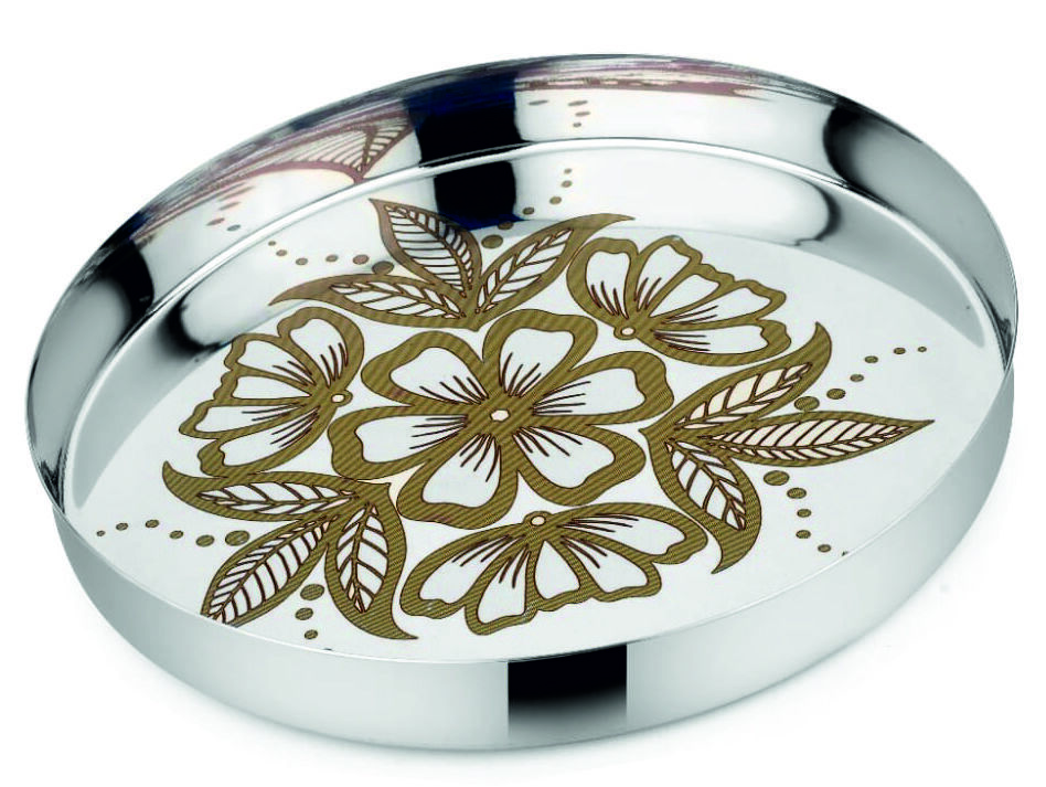 Laser Print Thali - Color: Sliver