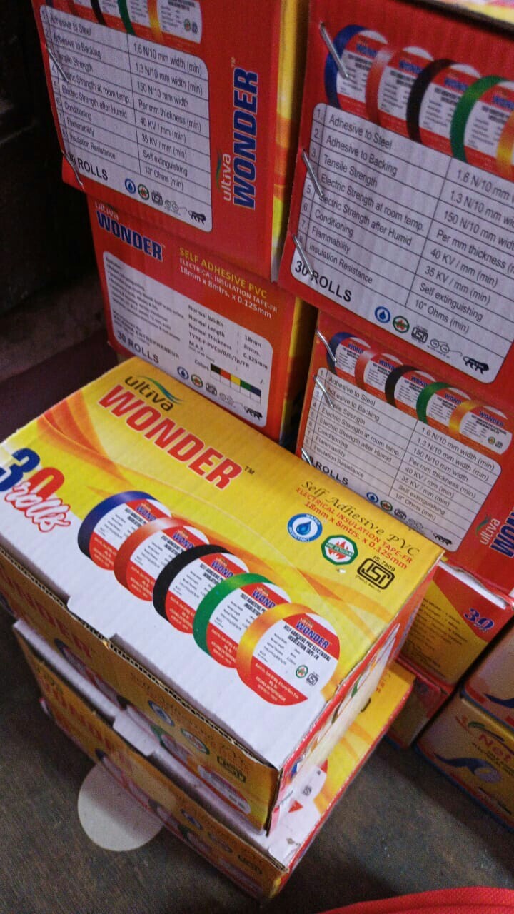 Pvc Insulation Tapes - Pvc Material, 1.8 Cm X 7 M X 0.125 Mm Size, Red Color | Single Sided, Solvent Adhesive, No Printing