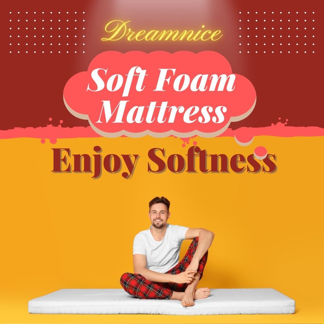 Softanzo Soft Foam Mattress - Jacquard Knit, 72x72 Inch, Grey | 250 Gsm Breathable Fabric, 6 Inch Thickness, Fully Washable, 2 Times Softer, Perfect For Pressure Relief