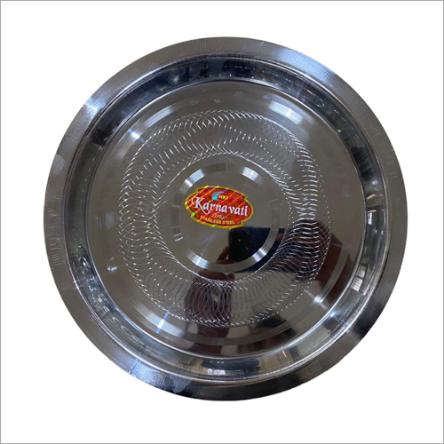 Stainless Steel Pooja Thali - 3mm Thickness, Customized Size | Mirror Finish, Durable Silver Design