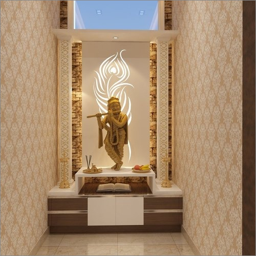 ब्राउन डिज़ाइनर वुडन टेम्पल