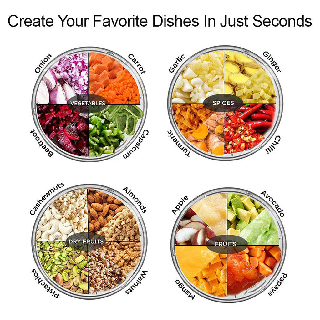 Manual Food Chopper Compact And Powerful Hand Held Vegetable Chopper/blender (2549) - Stainless Steel, 13x10x13 Cm, Multi Color | Manual Operation, Handy Design, 550 Ml Capacity