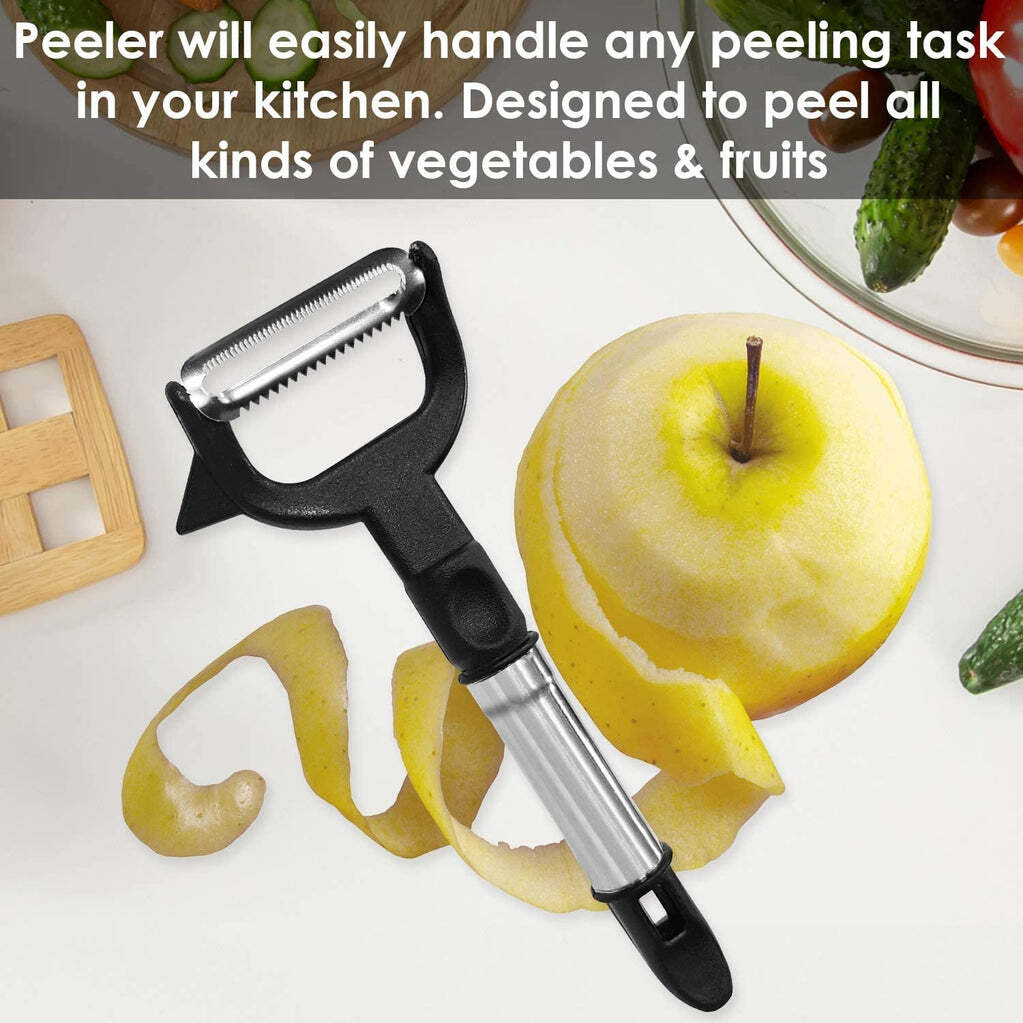 2-in-1 Double Julienne And Vegetable Peeler (2618) - Stainless Steel, 16x7x3 Cm, Silver & Black | Versatile Julienne Design, Easy Grip Handle