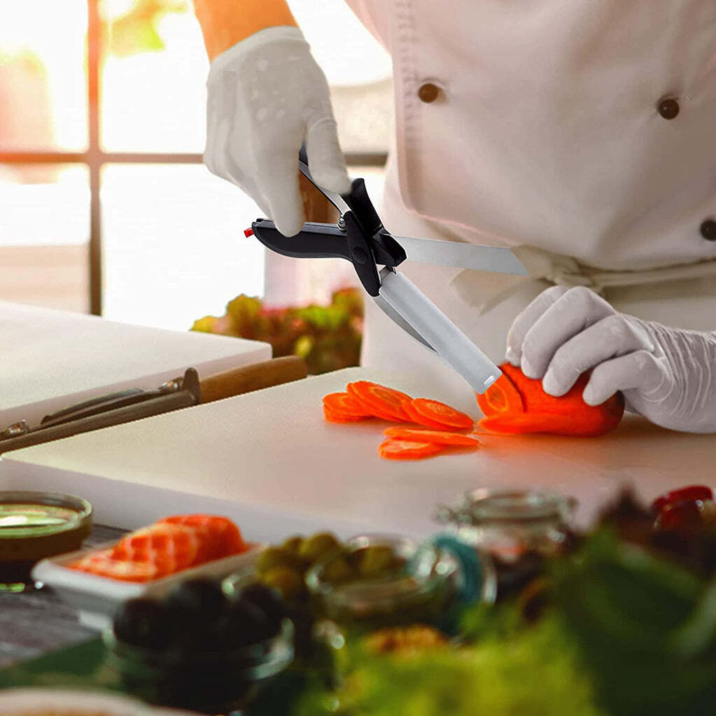 Clever Cutter 2 In 1 Food Chopper Slicer Dicer Vegetable Fruit Cutter (0107) - Stainless Steel , 25*3*7 Cm , Multi/assorted Colors, Versatile 2 In 1 Design