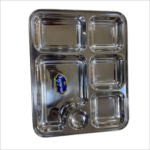 Silver Bhojan Patra Watika Compartment Plate