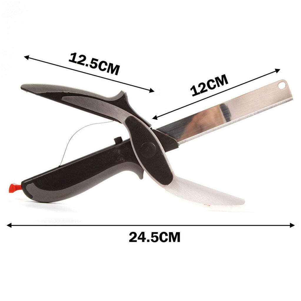 2 In 1 Kitchen Vegetable Smart Cutter And Chopper (0067) - Stainless Steel, 25x7x3 Cm, Black | Smart Scissor Design For Effortless Vegetable Cutting