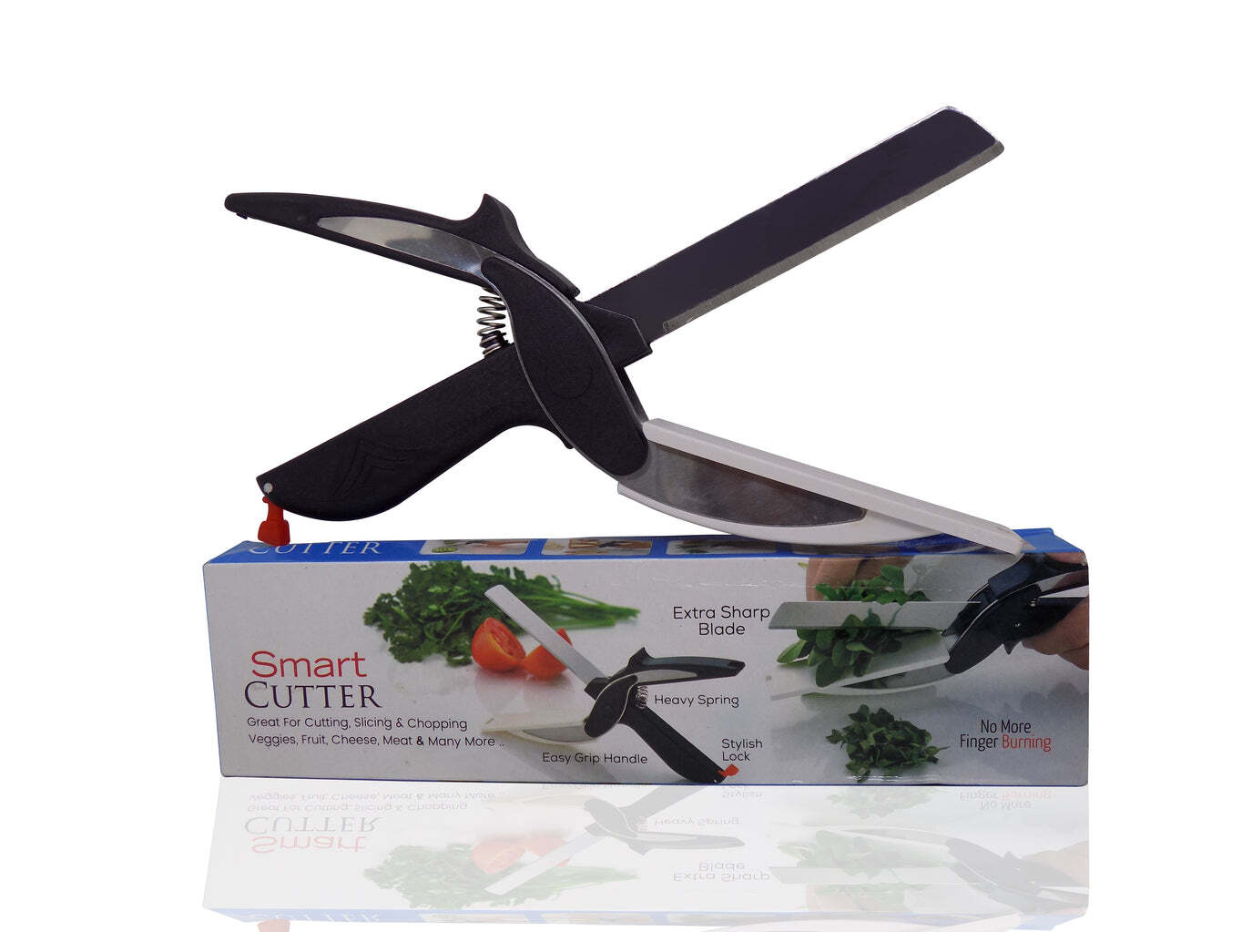 2 In 1 Kitchen Vegetable Smart Cutter And Chopper (0067) - Stainless Steel, 25x7x3 Cm, Black | Smart Scissor Design For Effortless Vegetable Cutting