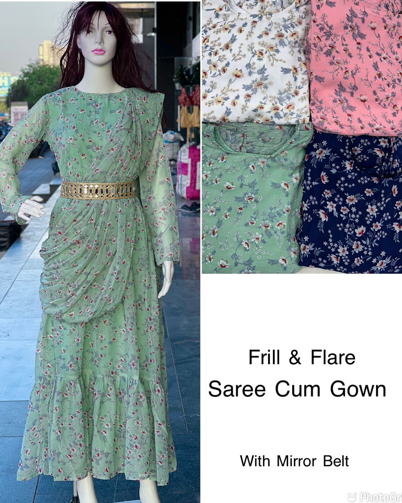 Pure Georgette Gown With Dupatta Attached Style