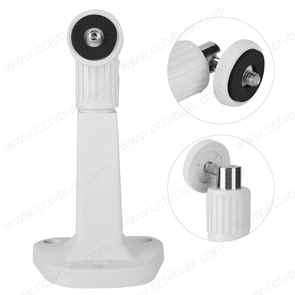 Cctv Camera Stand Bullet Plastic - Metal, Height 16cm, Base Length 7.5cm, Color: White | Versatile Mounting, Rotatable Top, 180â° Angle Adjustment, Supports 2kg