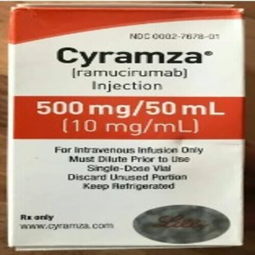 साइरामज़ा 500 मिलीग्राम/50 मिलीलीटर/ (10 मिलीग्राम/एमएल) फार्मास्युटिकल इंजेक्शन पैक पर उल्लिखित के अनुसार