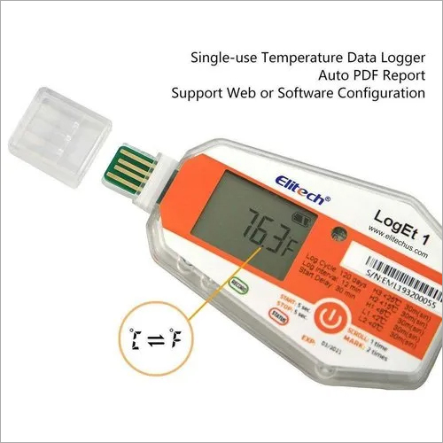 Orange Who Approved  Elitech Loget 1 Single Use Temperature Data Logger With Lcd Display