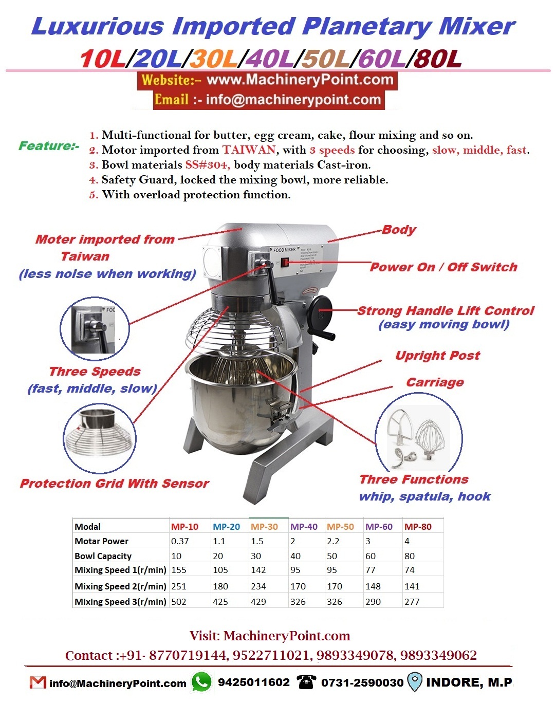 Planetary Mixer 40 Liter Macotics Planetary Mixer / Cream Mixer - Dimension (L*w*h): 620*630*1011 Millimeter (Mm)