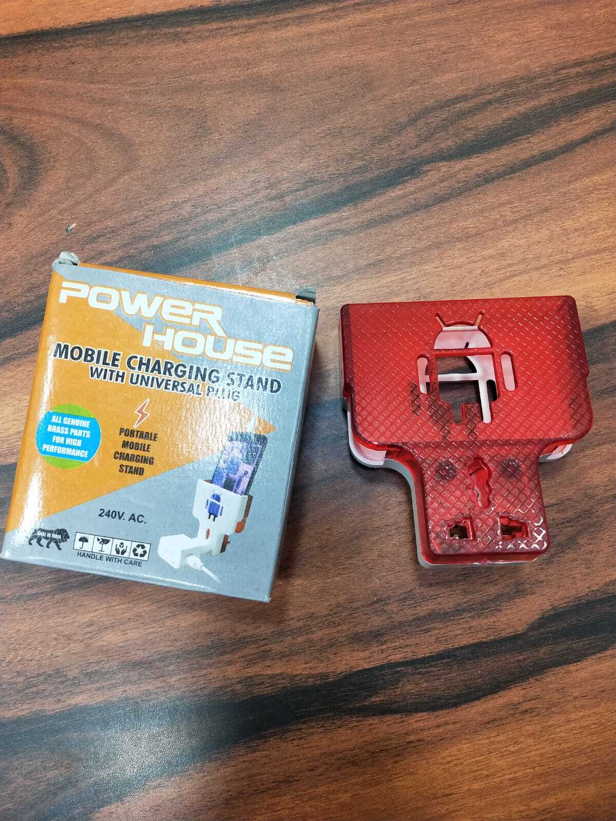 Mobile Charging Stand - 17.5x9.4x12 Cm | Black Design, Holds Smartphones And Power Banks, Wall Organizer With Utilitarian Socket