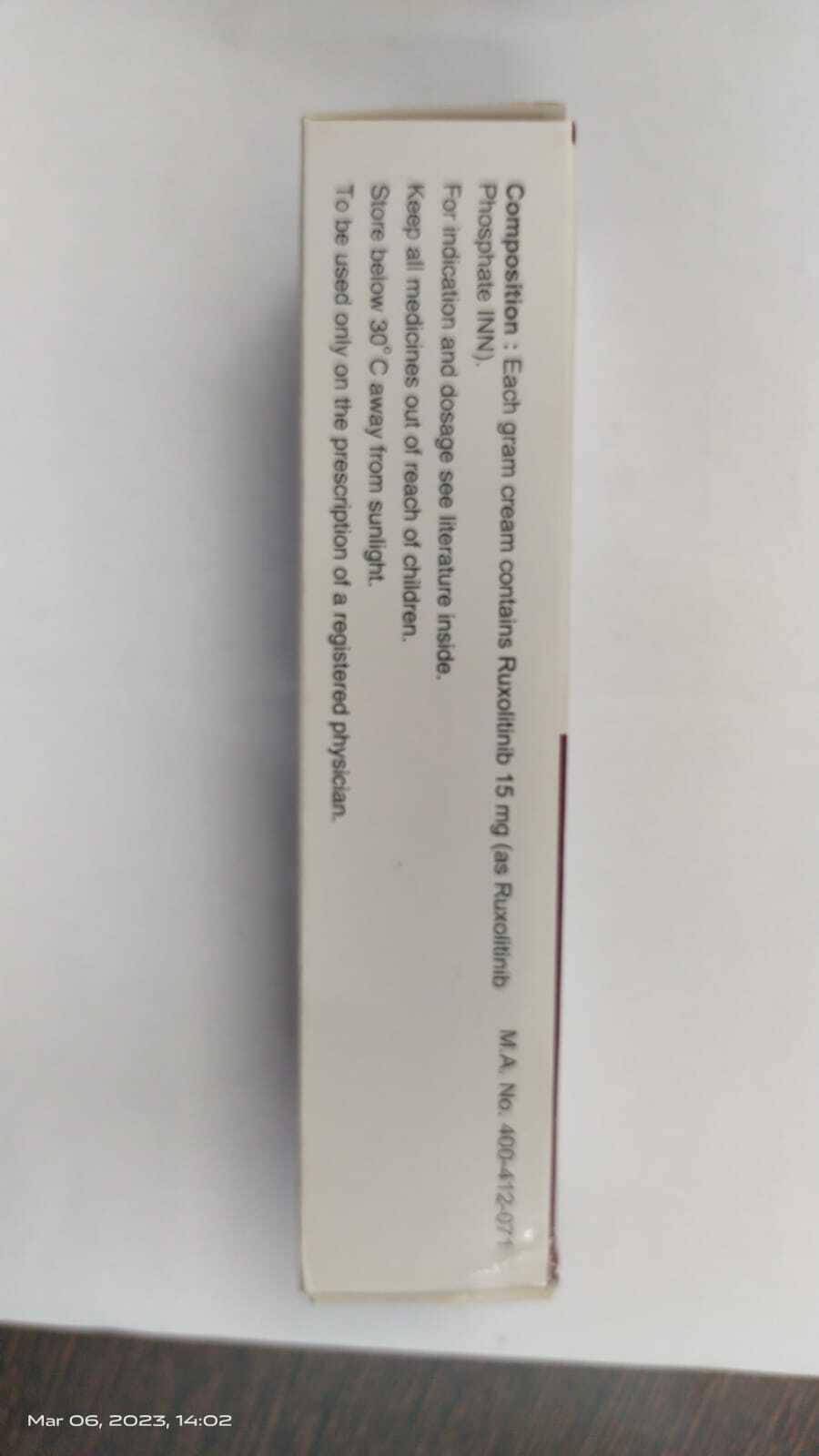 Rutinib Cream ( Ruxolitinib) - Drug Type: General Medicines