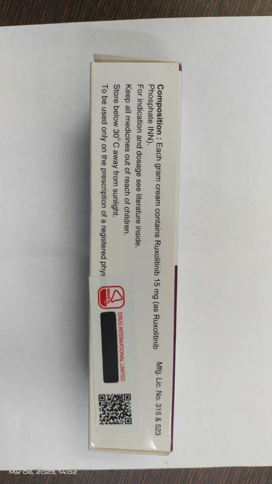 Rutinib Cream ( Ruxolitinib) - Drug Type: General Medicines