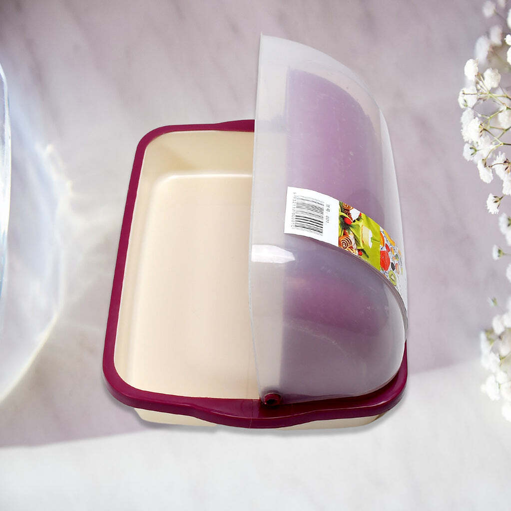 Big Bread Box With Moving Lid Semi Transparent Food Grade Bpa Free (5200) - Plastic, 40x28x25 Cm, Multi/assorted | Ideal For Storing Baked Goods