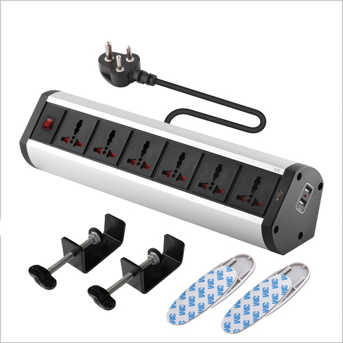 Mx Premium Power Console 6 Amp 6 Universal Sockets With 2 Usb Charging Port Extension Board With Removable Desk Clamp Power Strip Master Switch 1.5m 3 Pin Plug Extension Cord (Mx-4176 1.5mtr)