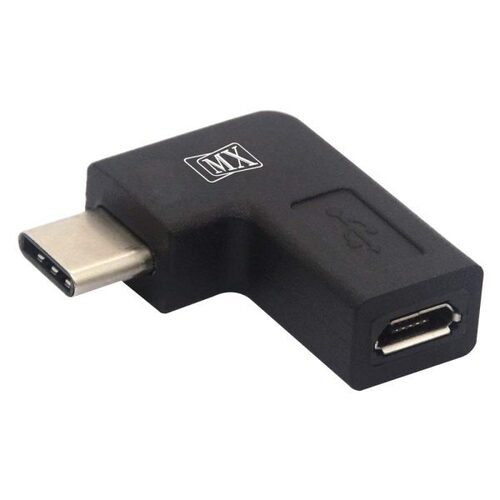 Mx Right Angle Usb C Male To Micro Usb Female Otg Adapter - 4 X 2 X 1 Cm, Black | Ideal For Camera, Power Bank, Laptop & Mobile Phone Charging, Data Sync