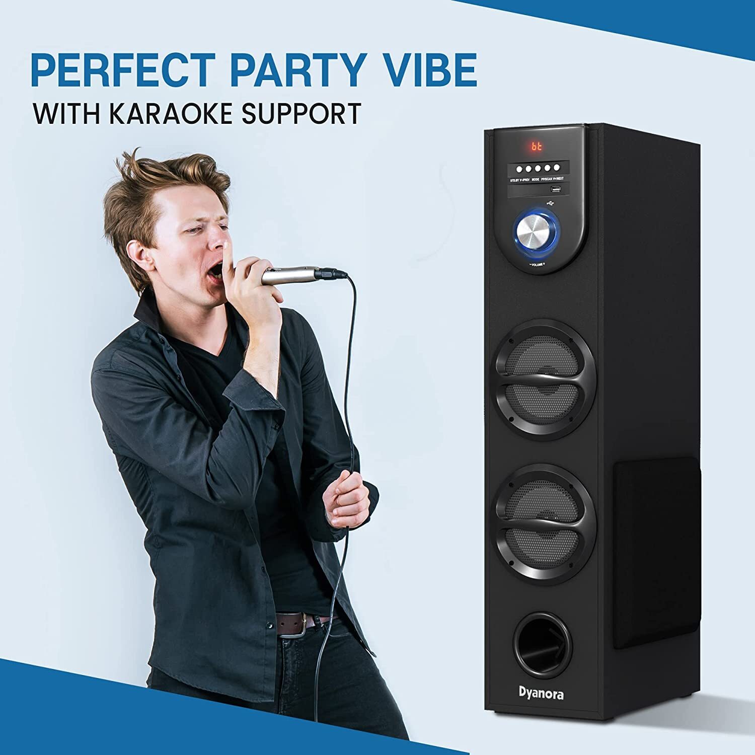 Dyanora Fusion 50 Watt Bluetooth Tower Speaker (Black) - Wireless: 1