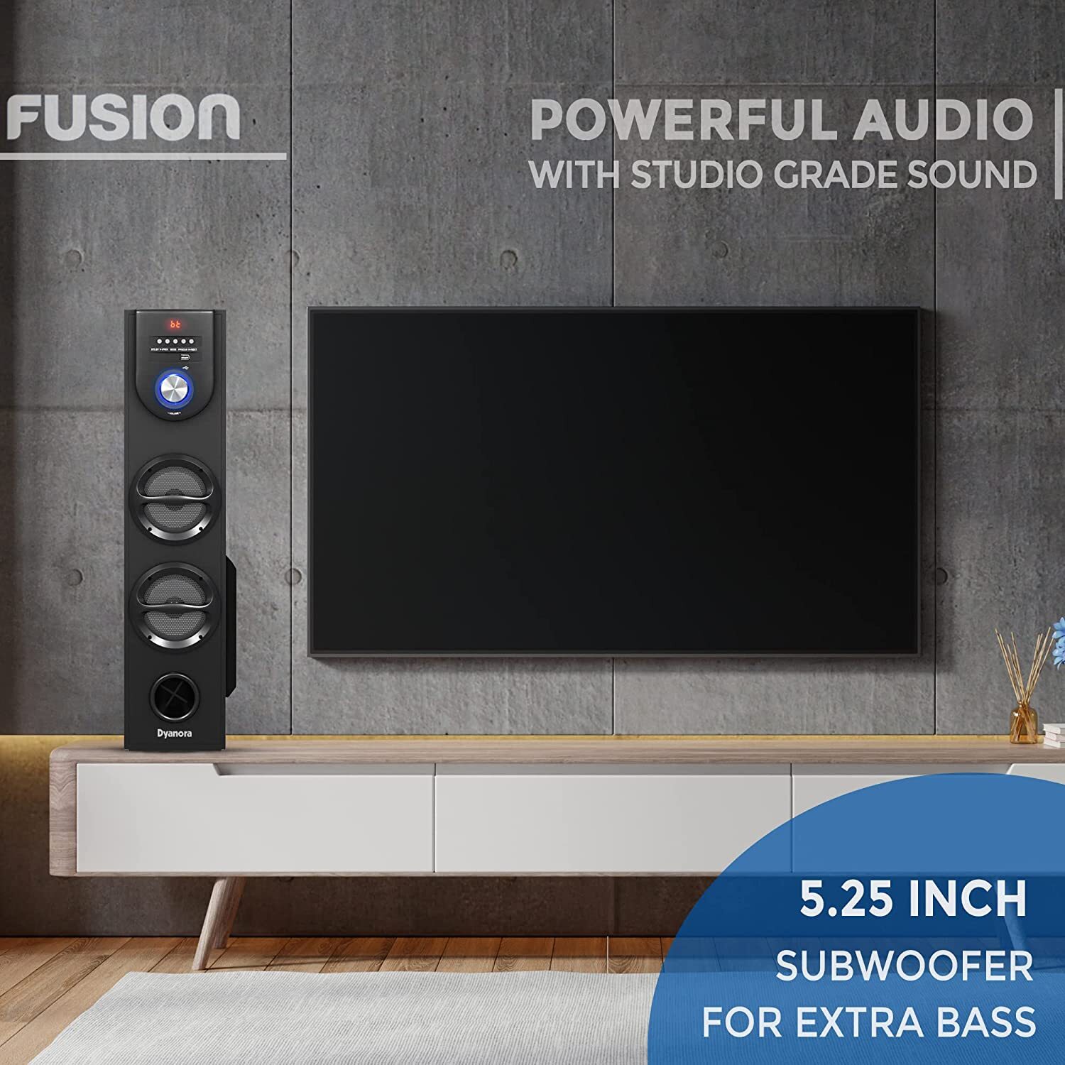 Dyanora Fusion 50 Watt Bluetooth Tower Speaker (Black) - Wireless: 1