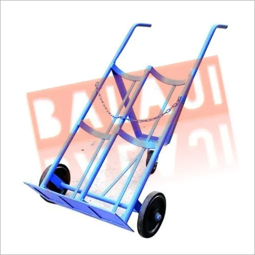 ब्लू माइल्ड स्टील डबल गैस सिलेंडर ट्रॉली