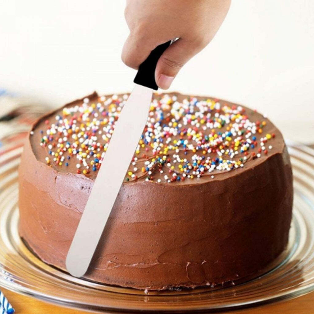 Angular Professional Steel Cake Palette Knife Icing Spatula (5108) - Steel Material, 28x3x2 Cm Size, Multi-assorted Colors | Ideal For Cake Icing And Decoration