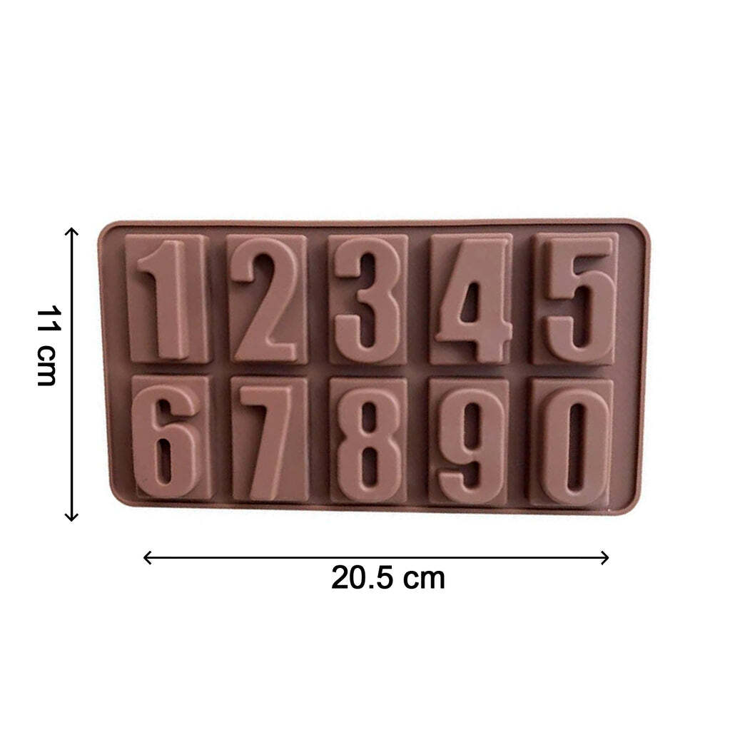 Silicone Number Shape Chocolate Mould For Birthday Cake Decoration (1pc Only) (4735) - Brown Silicone, 22x11x3 Cm | Ideal For Creative Cake Design