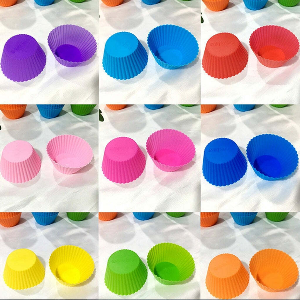 Silicone Cupcake Shaped Baking Mold Fondant Cake Tool Chocolate Candy Cookies Pastry Soap Moulds - Silicone, 7x7x4 Cm, Multi/assorted Colors | Versatile For Baking, Candy Making, And Soap Crafting